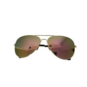Rainbow Mirrored New Aviator Sunglasses Unisex Nose Pads Gold Black OS